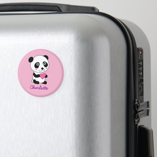 Aimant Panda mignonne au coeur rose Personnalisé (In Situ (Bagages))