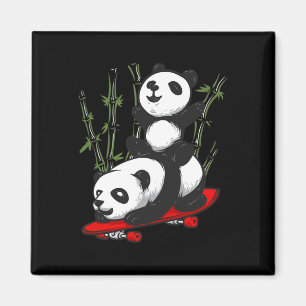 Aimant Panda ours skateboard sauvage drôle skateboard pan