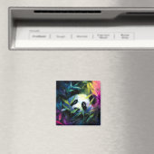 Aimant Panda Peeking Bamboo Aquarelle (In Situ (Lave-vaisselle))