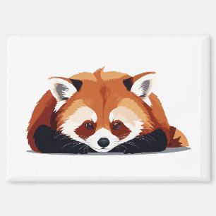 Aimant Panda Rouge Adorable Mignonne Animal Dormir Relaxa