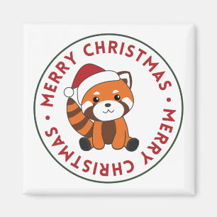 Aimant Panda Rouge Noël Neige Animaux d'hiver Pandas Mag