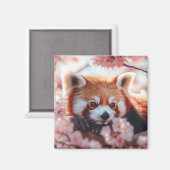 Aimant Panda Rouge Parmi Les Fleurs De Cerisiers (Recto/Verso)