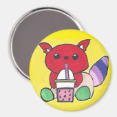 Aimant Panda roux buvant du Boba (Recto/Verso)