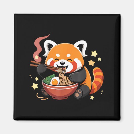 Aimant Panda roux mangeant des nouilles Ramen (Devant)