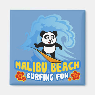 Aimant Panda surfant de plage de Malibu