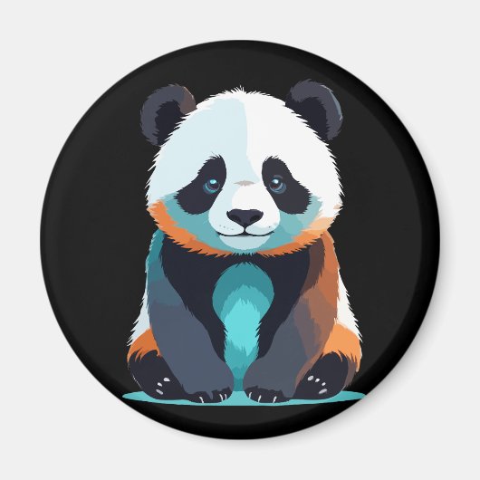 Aimant Panda Vector Art avec des couleurs vives (Devant)