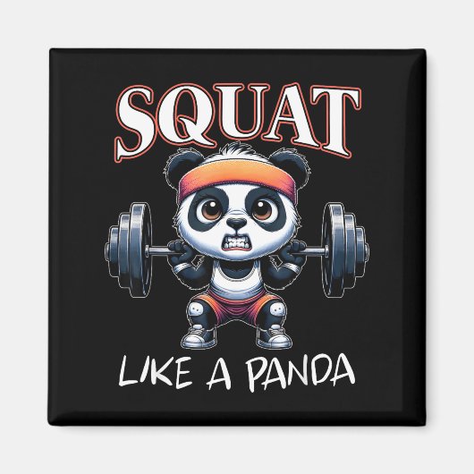 Aimant Panda Weightlifting Fitness Funny Gym Quote Squat (Devant)