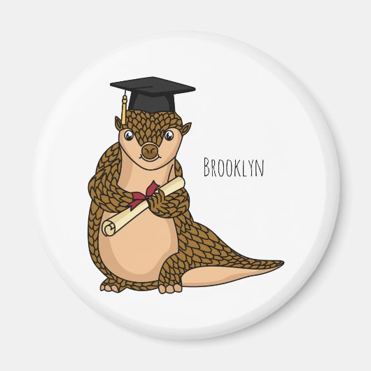 Aimant Pangolin mignon diplômé dessin animé (Devant)