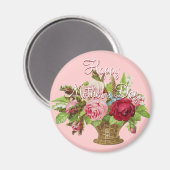 Aimant Panier à fleurs de la fête des mères (Recto/Verso)