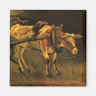 Aimant Panier avec boeuf rouge et blanc (Vincent van Gogh