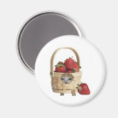 Aimant Panier de fraises chat  (Recto/Verso)