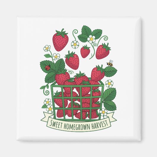 Aimant Panier de fraises sucrées aux fruits rouges (Devant)