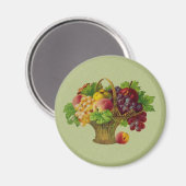 Aimant Panier de fruits d'art vintage (Recto/Verso)