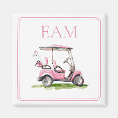 Aimant Panier de golf rose Preppy Monogramme (Devant)