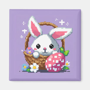 Aimant Panier de Pâques Bunny 8 bits pixel art