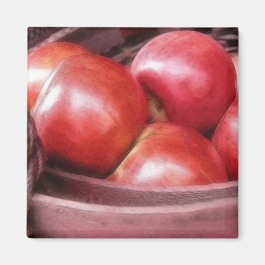 Aimant Panier De Pommes Rouges Ripe (Devant)
