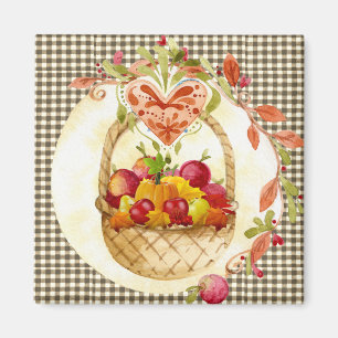 Aimant Panier de récolte de style ferme / Frigo à carreau