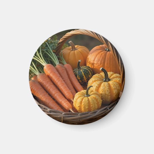 Aimant Panier de récolte rustique citrouilles carottes (Devant)