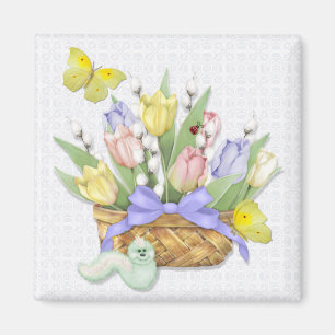 Aimant Panier de tulipe de printemps
