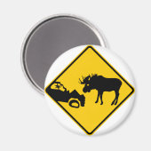 Aimant Panneau d'avertissement de l'orignal du parc natio (Recto/Verso)