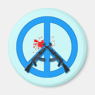 Aimant Panneau de paix avec AK-47 et sang