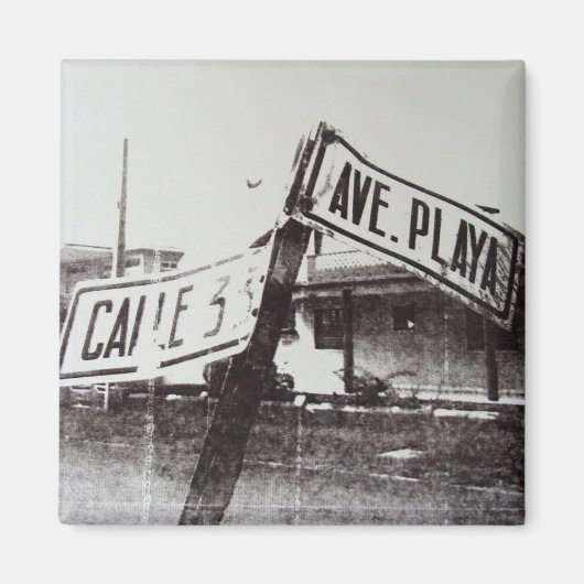 Aimant Panneau de rue noir et blanc (Devant)