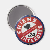 Aimant Panneau d'interdiction antique chien français (Recto/Verso)