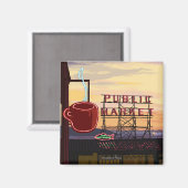 Aimant Panneau du marché de SeattlePike Place et vue sur  (Recto/Verso)