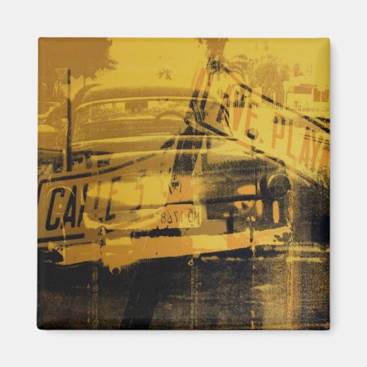 Aimant Panneau jaune de voiture et de rue (Devant)