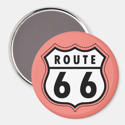 Aimant Panneau Route 66 corail rose (Recto/Verso)