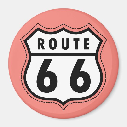 Aimant Panneau Route 66 corail rose (Devant)