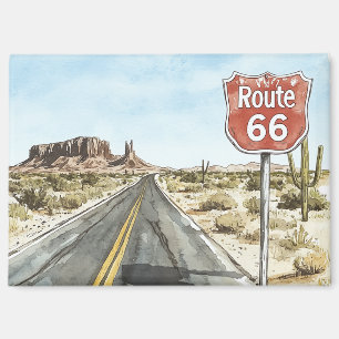Aimant Panneau Route 66 Rouge