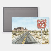 Aimant Panneau Route 66 Rouge (Recto/Verso)