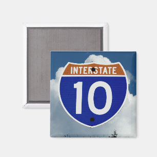 Aimant Panneau routier de l'Interstate 10, Nuages et Ciel