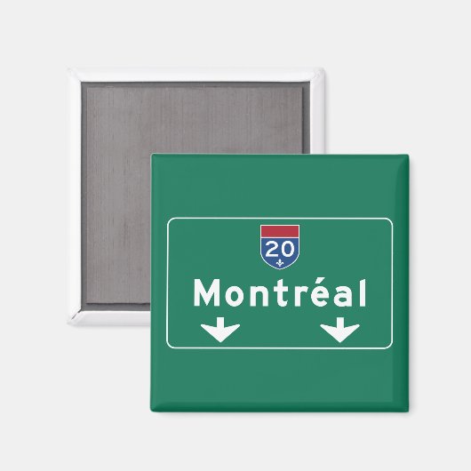 Aimant Panneau routier Montréal, Canada (Recto/Verso)