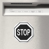 Aimant Panneau Stop Symbole - Noir sur Blanc (In Situ (Lave-vaisselle))