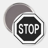 Aimant Panneau Stop Symbole - Noir sur Blanc (Recto/Verso)