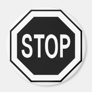 Aimant Panneau Stop Symbole - Noir sur Blanc