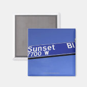 Aimant Panneau Sunset Boulevard contre le ciel bleu (Recto/Verso)