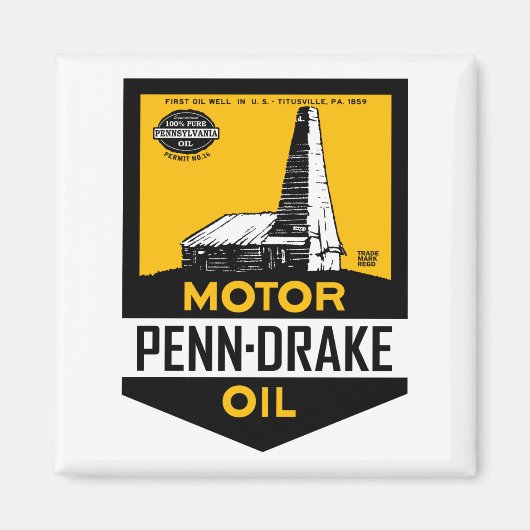 Aimant Panneau vintage Penn Drake Motor Oil (Devant)