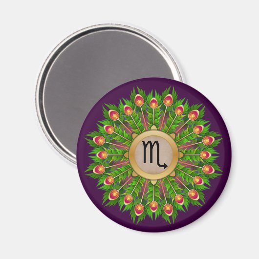 Aimant Panneau Zodiaque Peacock Feather Wreath Scorpio (Recto/Verso)