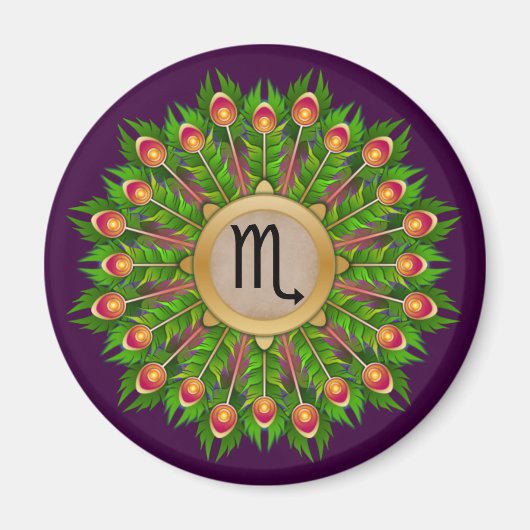 Aimant Panneau Zodiaque Peacock Feather Wreath Scorpio (Devant)