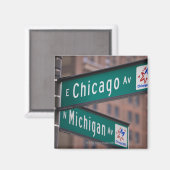 Aimant Panneaux de Chicago et Michigan Avenue, Chicago, (Recto/Verso)