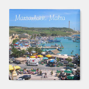 Aimant Panorama du port de Marsaxlokk à Malte