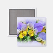 Aimant Pansies jaune et violet (Recto/Verso)