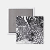 Aimant Panthère noire dans la jungle - dessin au crayon (Recto/Verso)