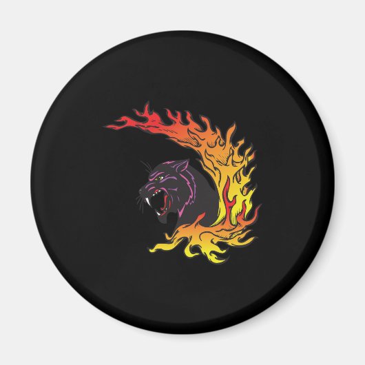 Aimant panthère noire et flammes (Devant)