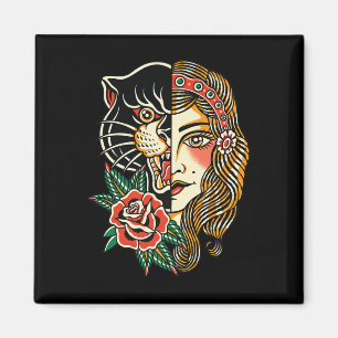 Aimant Panthère tzigane traditionnel américain Encre de t