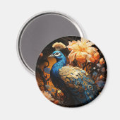 Aimant Paon bleu et or IA Généré (Recto/Verso)