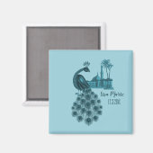 Aimant Paon Bleu Romantique (Recto/Verso)
